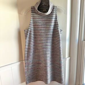 AKEMI + KIN Mock Neck Multicolor Striped Shift Mini Dress Women’s S